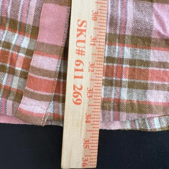 Arula Plaid Flannel Button Down Shirt Dress Plus Size X Pink Brown Country - Picture 10 of 11